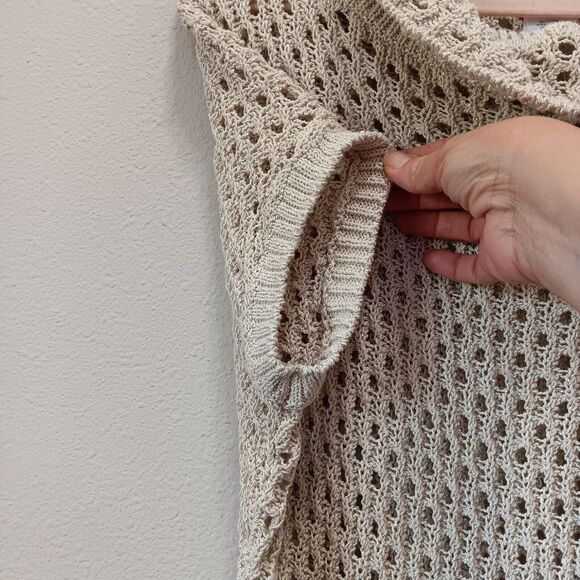 Jones New York Net Blouse Size Medium Cowl Neck Short Sleeve Metallic Brown - Picture 11 of 12